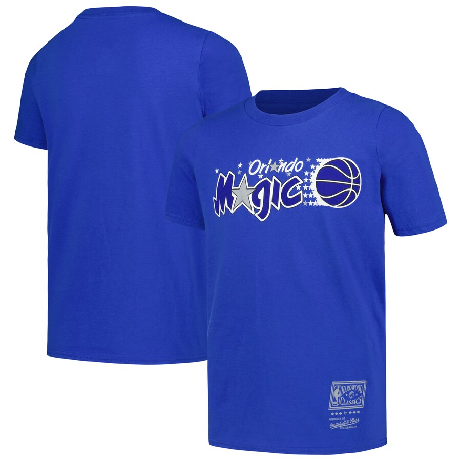 Youth Orlando Magic Mitchell & Ness Blue Hardwood Classics Retro Logo T-Shirt