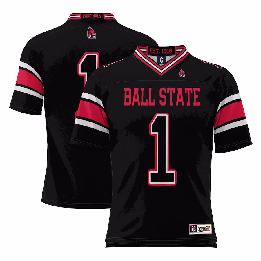 #1 Ball State Cardinals GameDay Greats Youth Football Jersey - Black