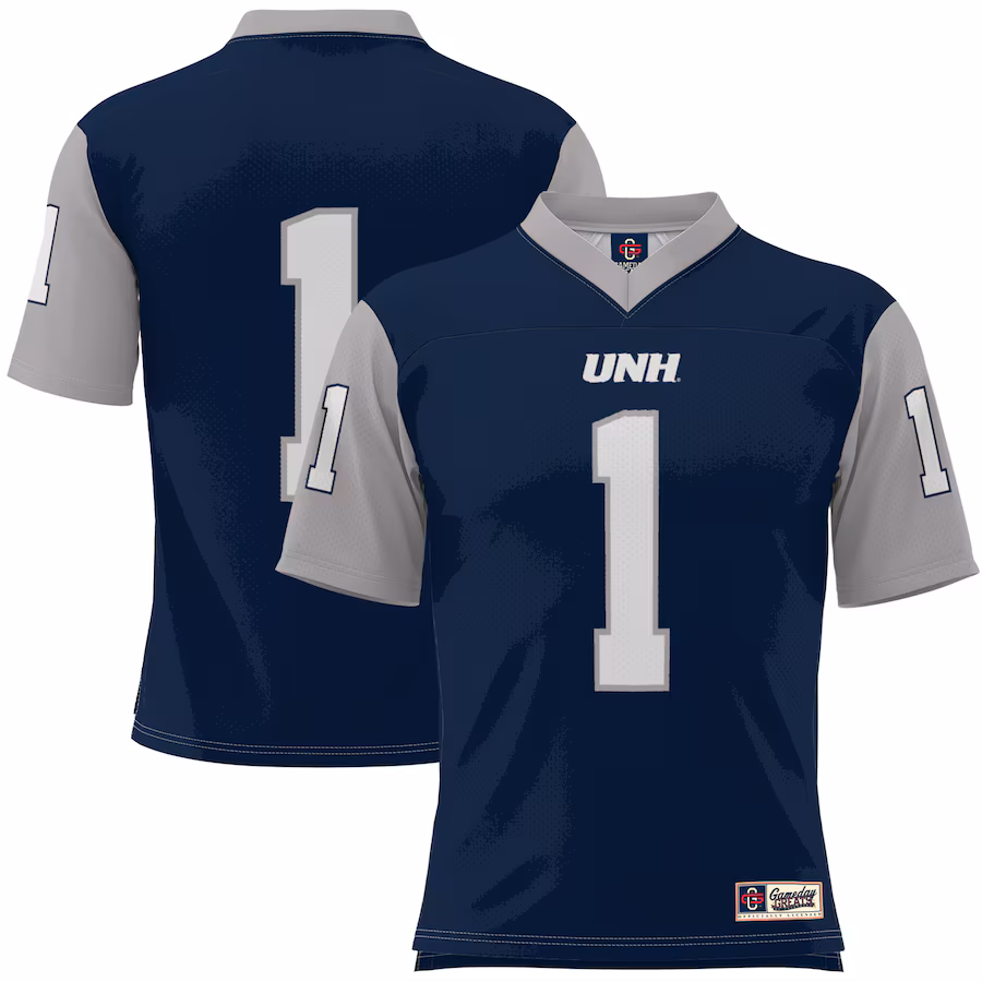 Men's GameDay Greats #1 Navy New Hampshire Wildcats Football Jersey