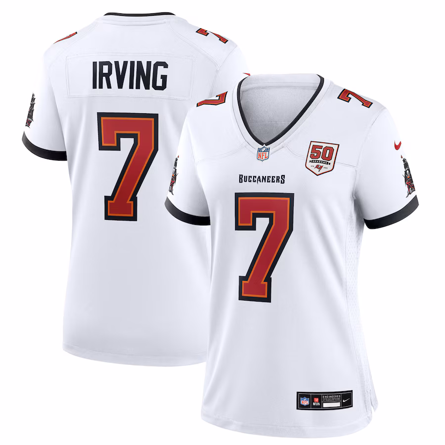 Women's Tampa Bay Buccaneers Bucky Irving Nike White 50th Season White Game Jersey