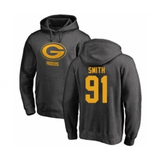 Football Green Bay Packers #91 Preston Smith Ash One Color Pullover Hoodie