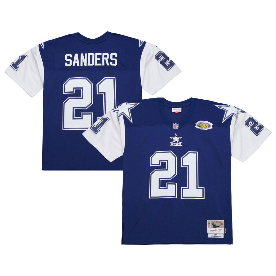 Men's Dallas Cowboys Deion Sanders Mitchell & Ness Navy 1995 Legacy Replica Jersey