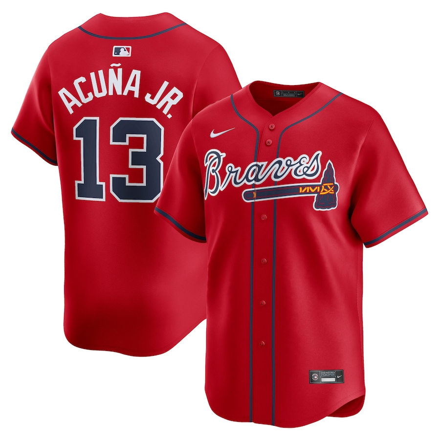 Men's Atlanta Braves Ronald Acuña Jr. Nike Red Alternate Limited Player Jersey