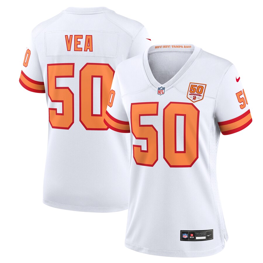 Women's '76 Tampa Bay Buccaneers Vita Vea Nike White 50th Season Game Jersey