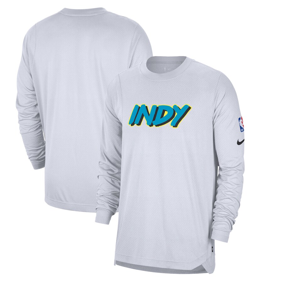 Men's Indiana Pacers Nike White 2024/25 City Edition Authentic Pregame Performance Long Sleeve Shooting T-Shirt