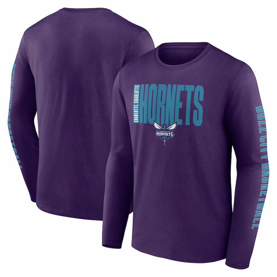 Men's Charlotte Hornets Purple Vision Long Sleeve T-Shirt