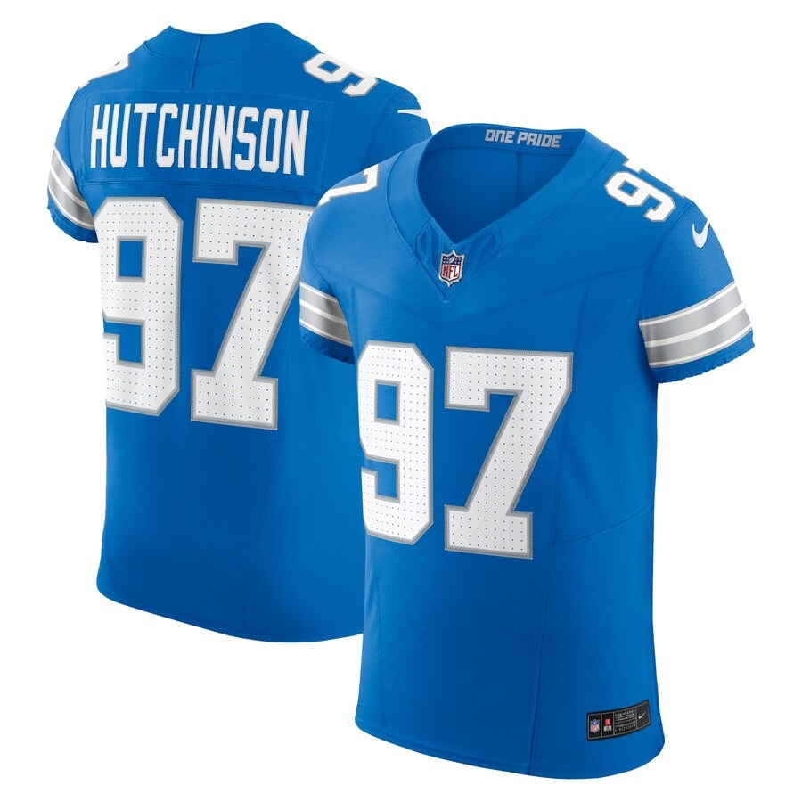 Men's Detroit Lions Aidan Hutchinson Nike Blue Vapor F.U.S.E. Elite Jersey