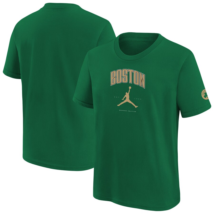 Youth Boston Celtics Jordan Brand Kelly Green Essential Cities T-Shirt