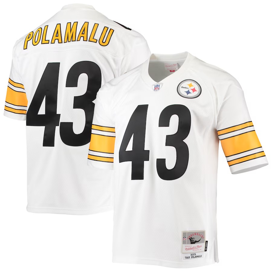 Men's Pittsburgh Steelers Troy Polamalu Mitchell & Ness White Legacy Replica Jersey