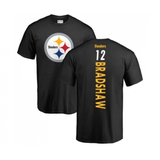 Football Pittsburgh Steelers #12 Terry Bradshaw Black Backer T-Shirt