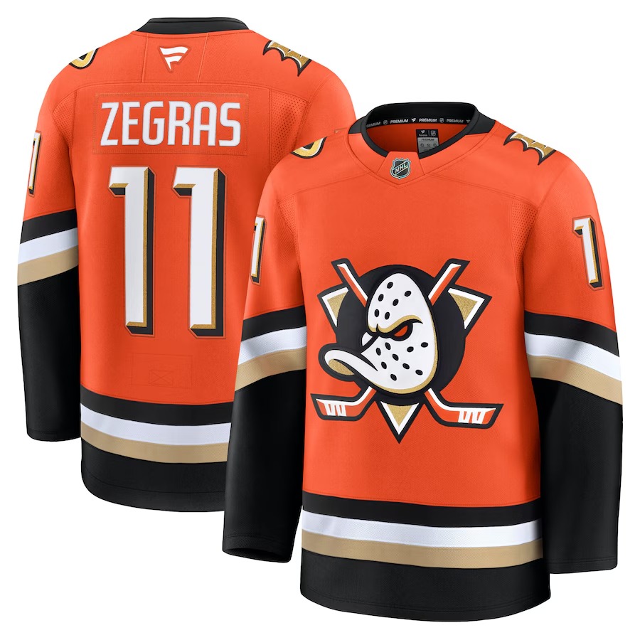 Men's Anaheim Ducks Trevor Zegras Fanatics Orange Home Premium Jersey