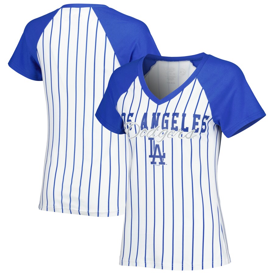 Women's Los Angeles Dodgers Concepts Sport White Reel Pinstripe Top