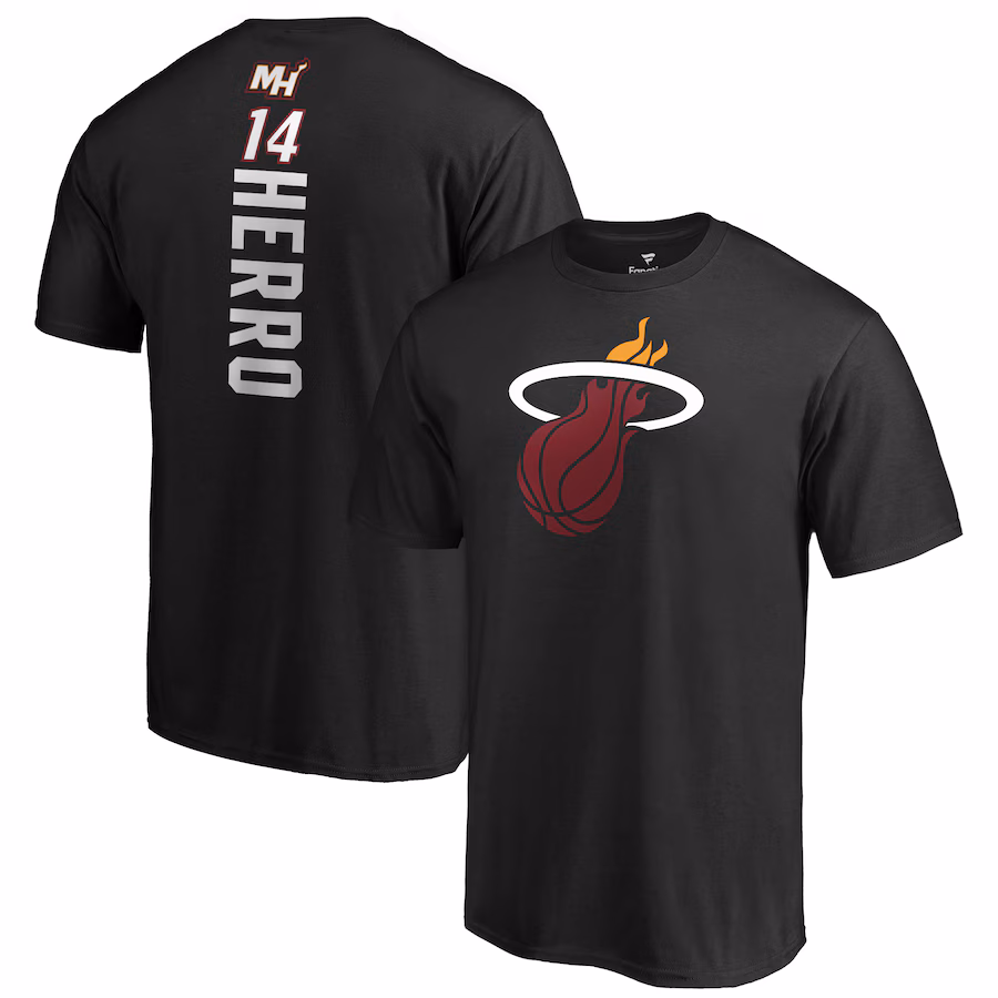 Men's Miami Heat Tyler Herro Black Playmaker Name & Number T-Shirt