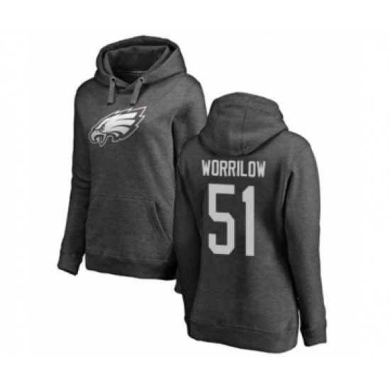 Women's Philadelphia Eagles #51 Paul Worrilow Ash One Color Pullover Hoodie