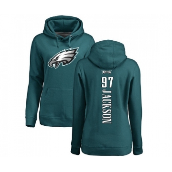 Women's Philadelphia Eagles #97 Malik Jackson Green Backer Pullover Hoodie