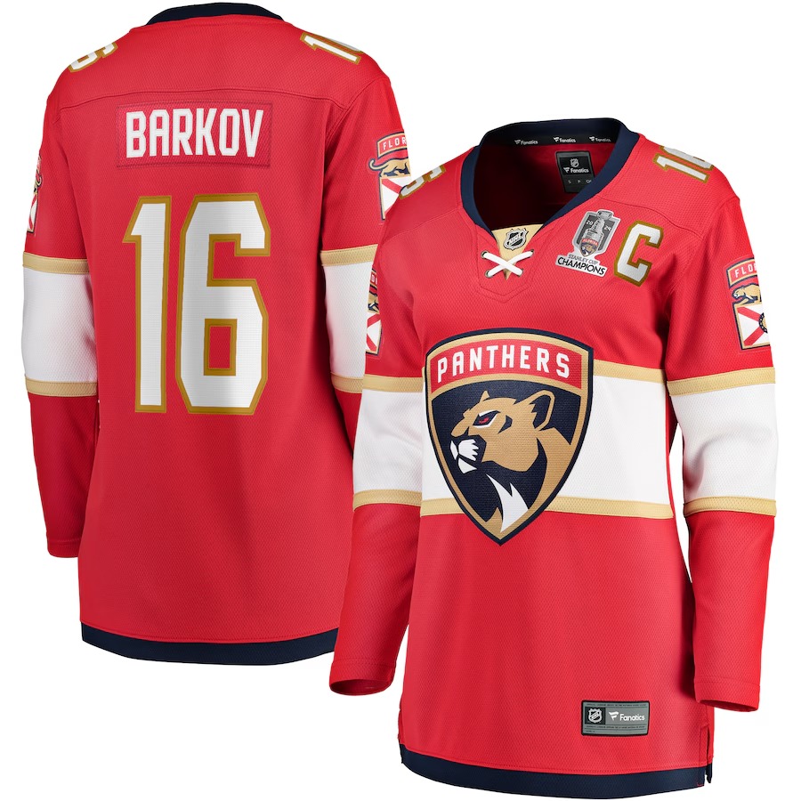 Women's Florida Panthers Aleksander Barkov Fanatics Red Home 2024 Stanley Cup Champions Breakaway Player Jersey