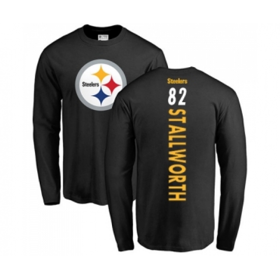 Football Pittsburgh Steelers #82 John Stallworth Black Backer Long Sleeve T-Shirt