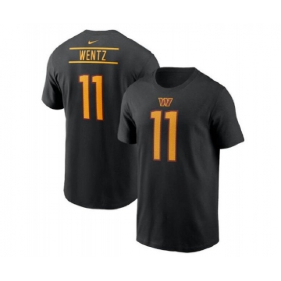 Men's Washington Commanders #11 Carson Wentz 2022 Black Name & Number T-Shirt