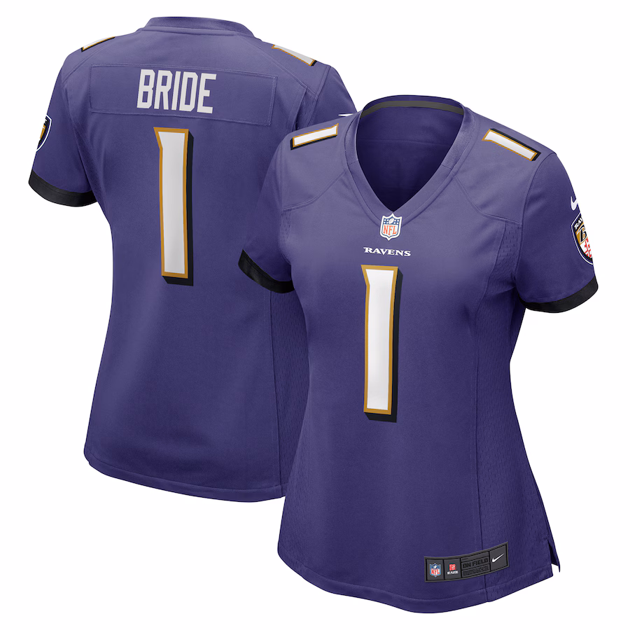 Women's Baltimore Ravens Number 1 Bride Nike Purple Game Jersey