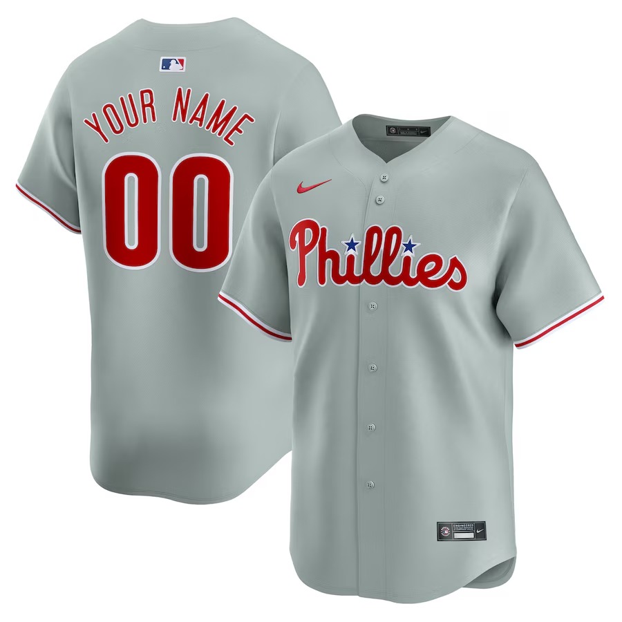 Men's Philadelphia Phillies  Nike Gray Away Limited Custom Jersey