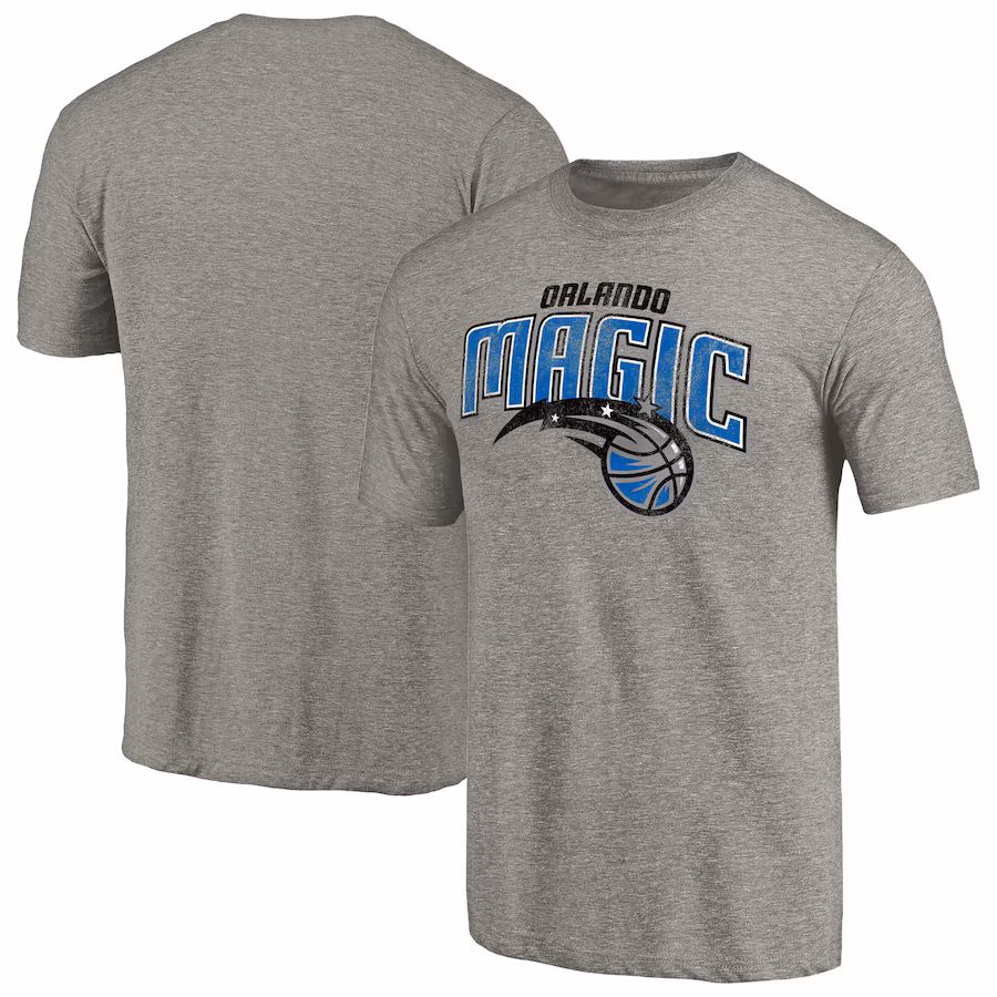 Men's Orlando Magic Heather Gray Distressed Team Logo Tri-Blend T-Shirt