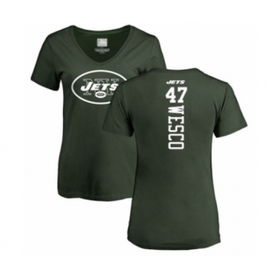 Football Women's New York Jets #47 Trevon Wesco Green Backer T-Shirt