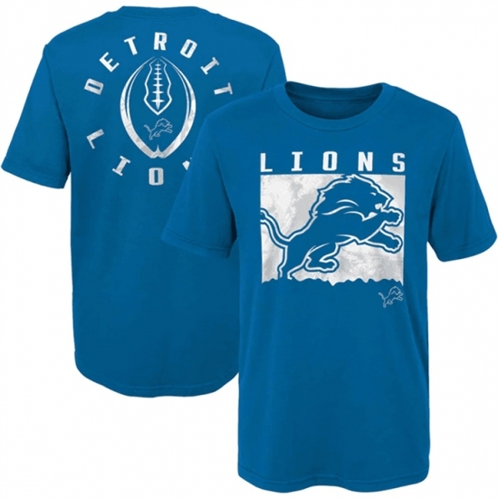 Men's Detroit Lions Blue Preschool Liquid Camo Logo T Shirt