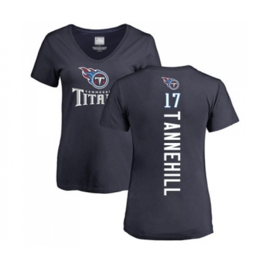 Football Women's Tennessee Titans #17 Ryan Tannehill Navy Blue Backer T-Shirt