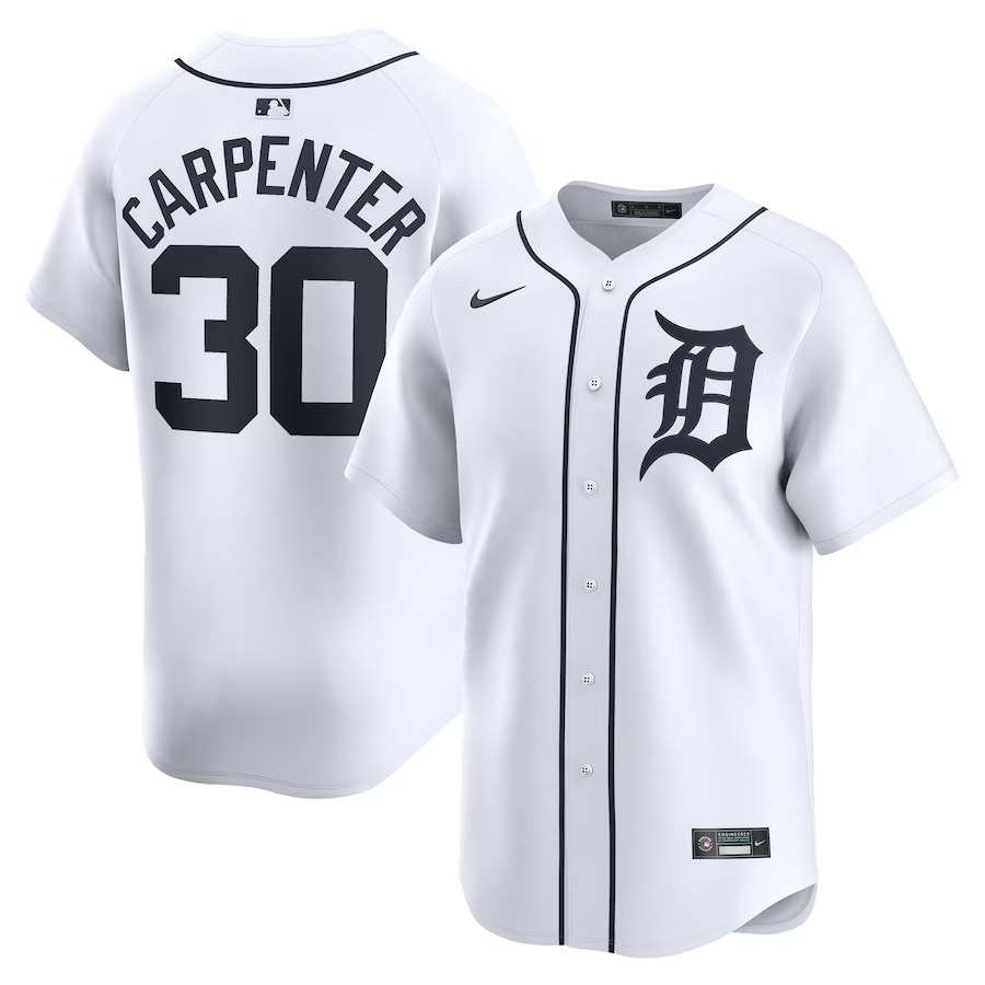 Men's Detroit Tigers Kerry Carpenter Nike White Home Limited Player Jersey