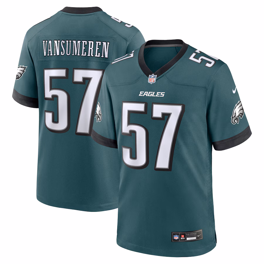 Men's Philadelphia Eagles Ben VanSumeren Nike Midnight Green Team Game Jersey
