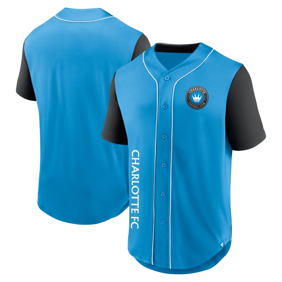 Men's Charlotte FC Fanatics Blue Balance Fashion Baseball Jersey