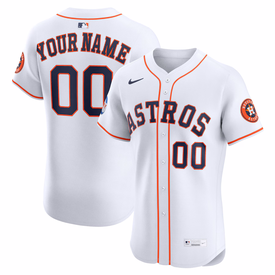Men's Houston Astros Nike White Home Elite Sponsor Patch Custom Jersey