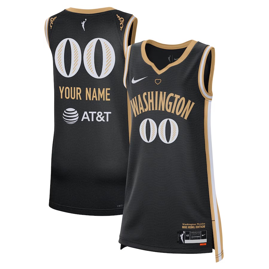 Unisex Washington Mystics Nike Black 2023 Rebel Edition Custom Victory Player Jersey