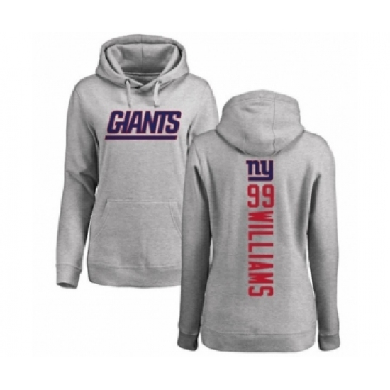 Football Women's New York Giants #99 Leonard Williams Ash Backer Pullover Hoodie