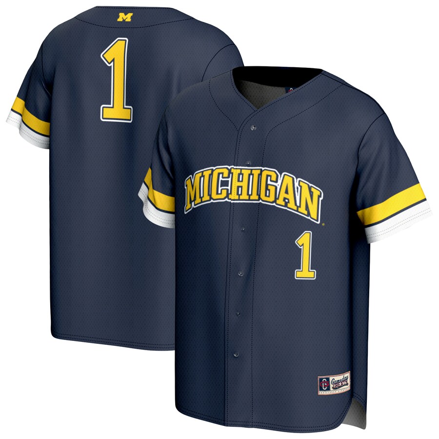 Unisex GameDay Greats  Navy Michigan Wolverines Pick-A-Player Baseball Fashion Jersey