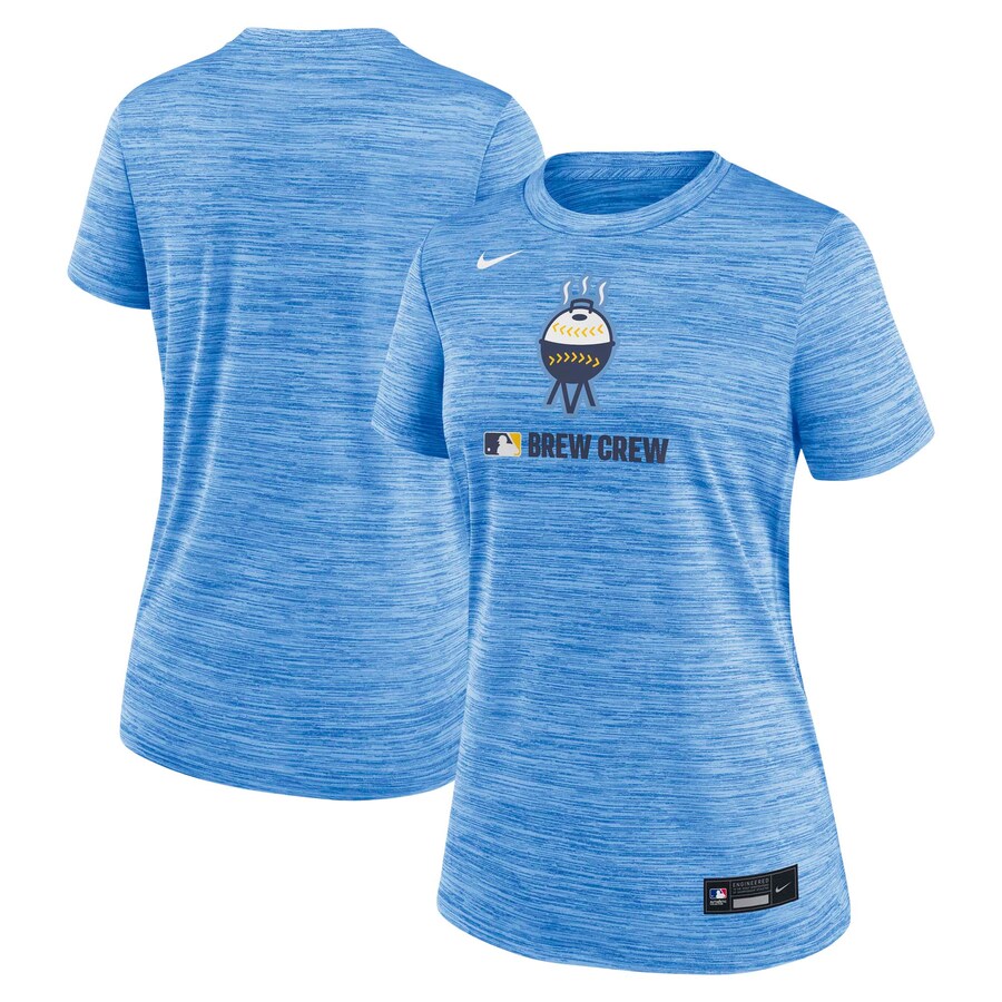 Women's Milwaukee Brewers Nike Powder Blue Authentic Collection City Connect Velocity Performance T-Shirt
