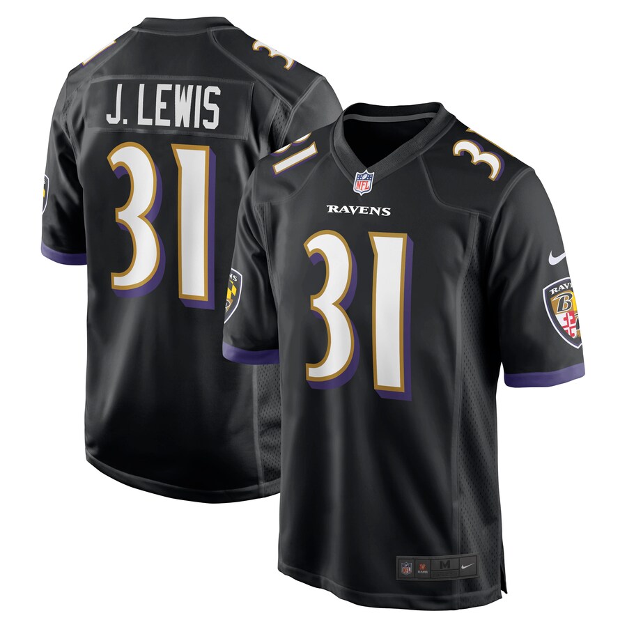 Men's Baltimore Ravens Jamal Lewis Nike Black Retired Player Alternate Game Jersey