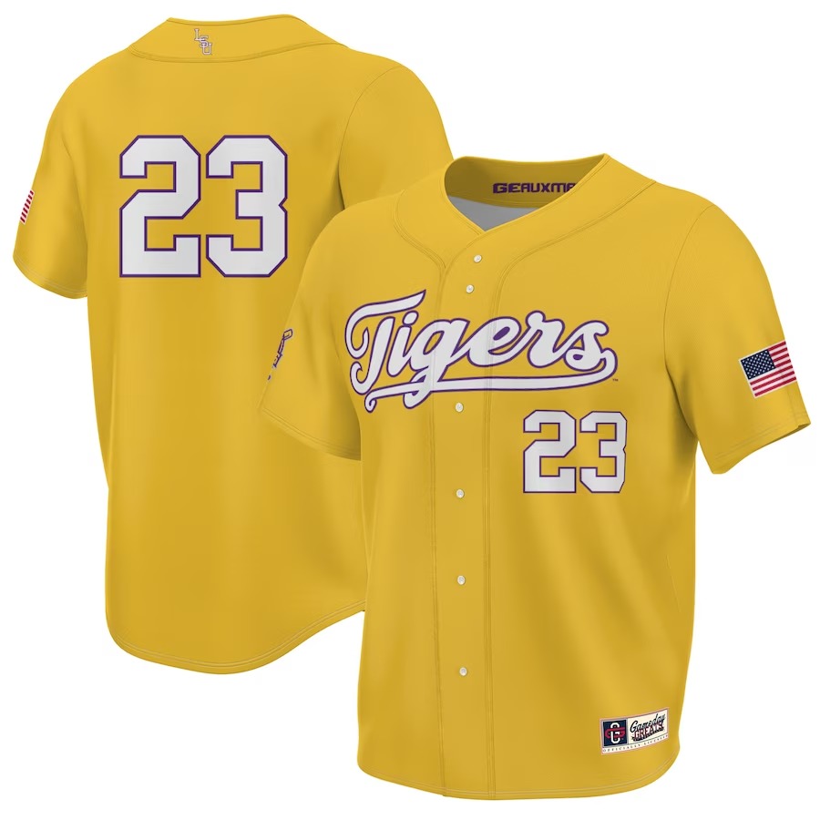 #23 LSU Tigers GameDay Greats Youth 2023 NCAA Baseball College World Series Champions Lightweight Jersey - Gold