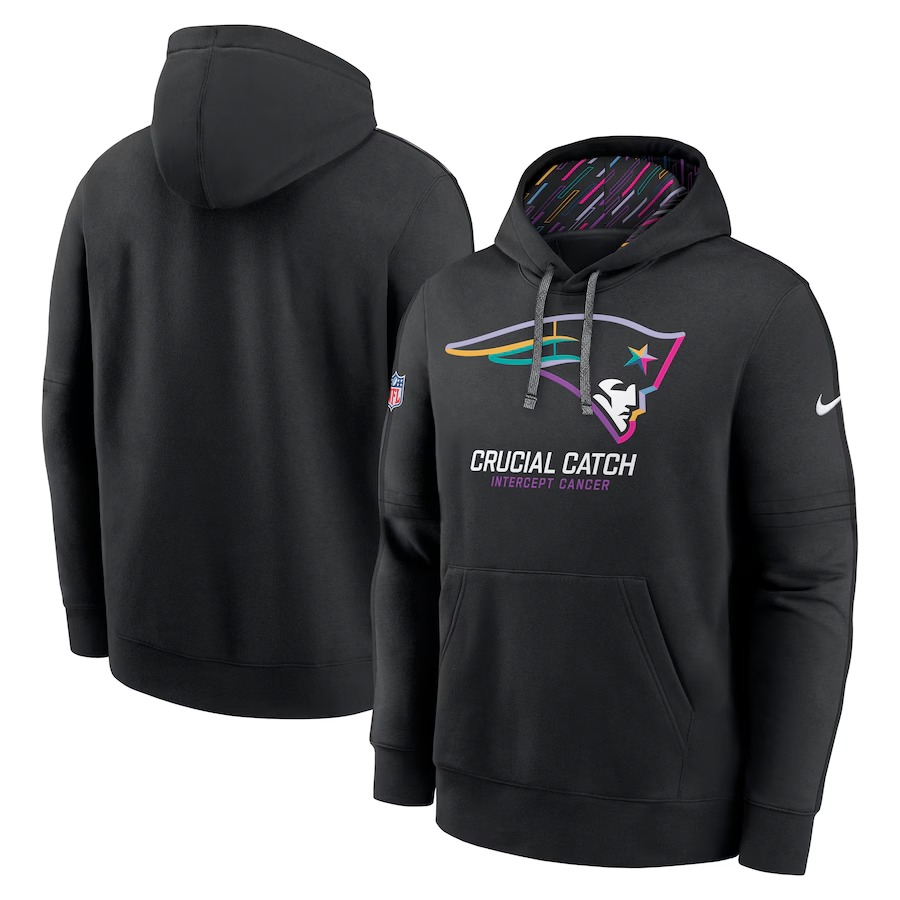 Men's New England Patriots Nike Black 2024 NFL Crucial Catch Club Pullover Hoodie