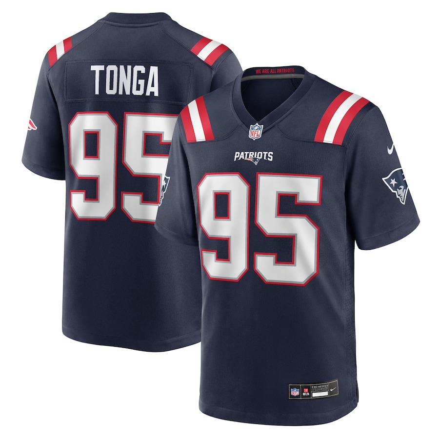 Men's New England Patriots Khyiris Tonga Nike Navy Team Game Jersey
