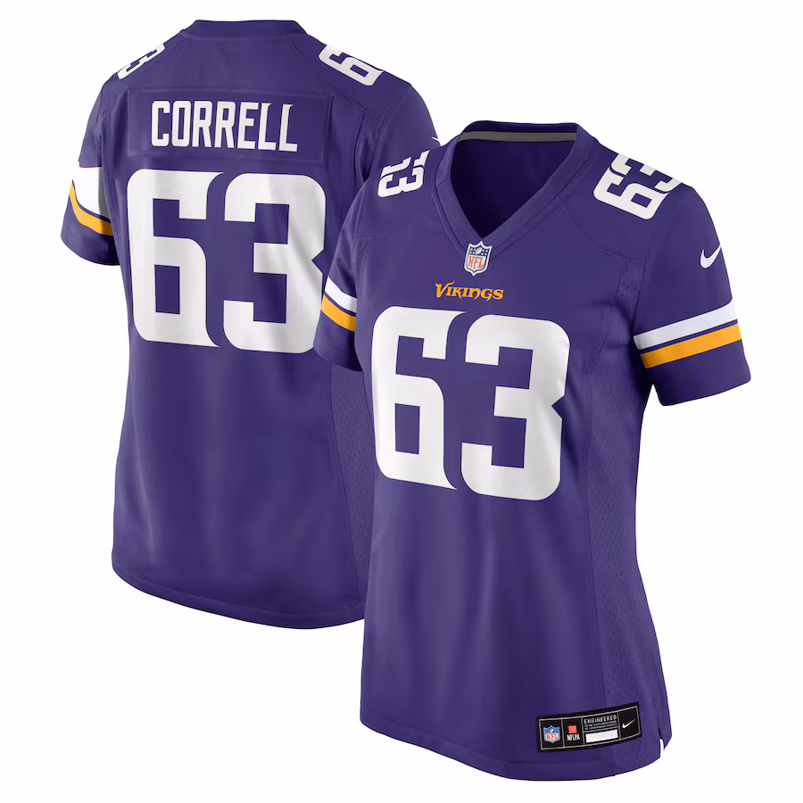 Women's Minnesota Vikings Zeke Correll Nike Purple Team Game Jersey