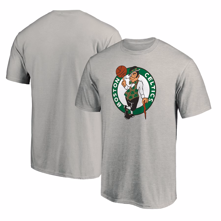 Men's Boston Celtics Fanatics Heathered Gray Primary Team Logo T-Shirt