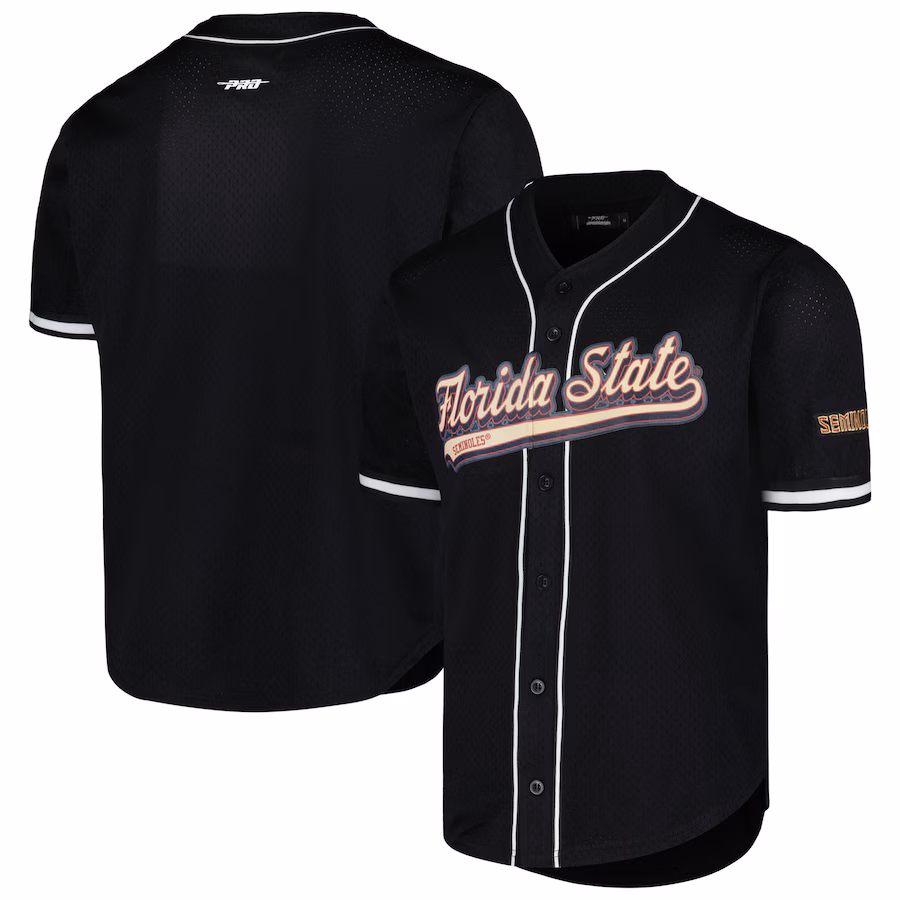 Florida State Seminoles Pro Standard Mesh Full-Button Replica Baseball Jersey - Black
