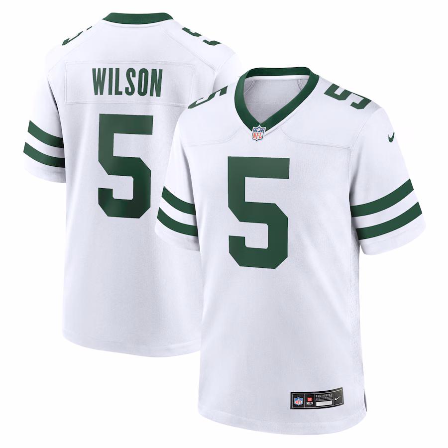 Men's New York Jets Garrett Wilson Nike Legacy White Game Jersey