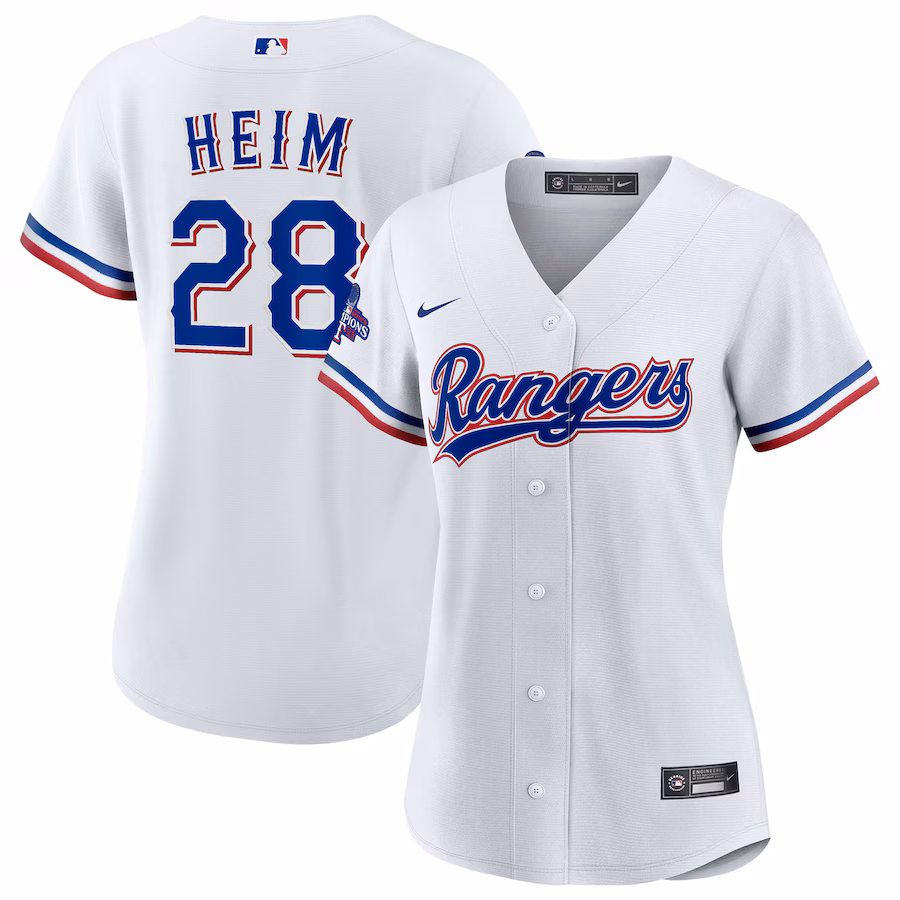 Women's Texas Rangers Jonah Heim Nike White Home 2023 World Series Champions Replica Player Jersey