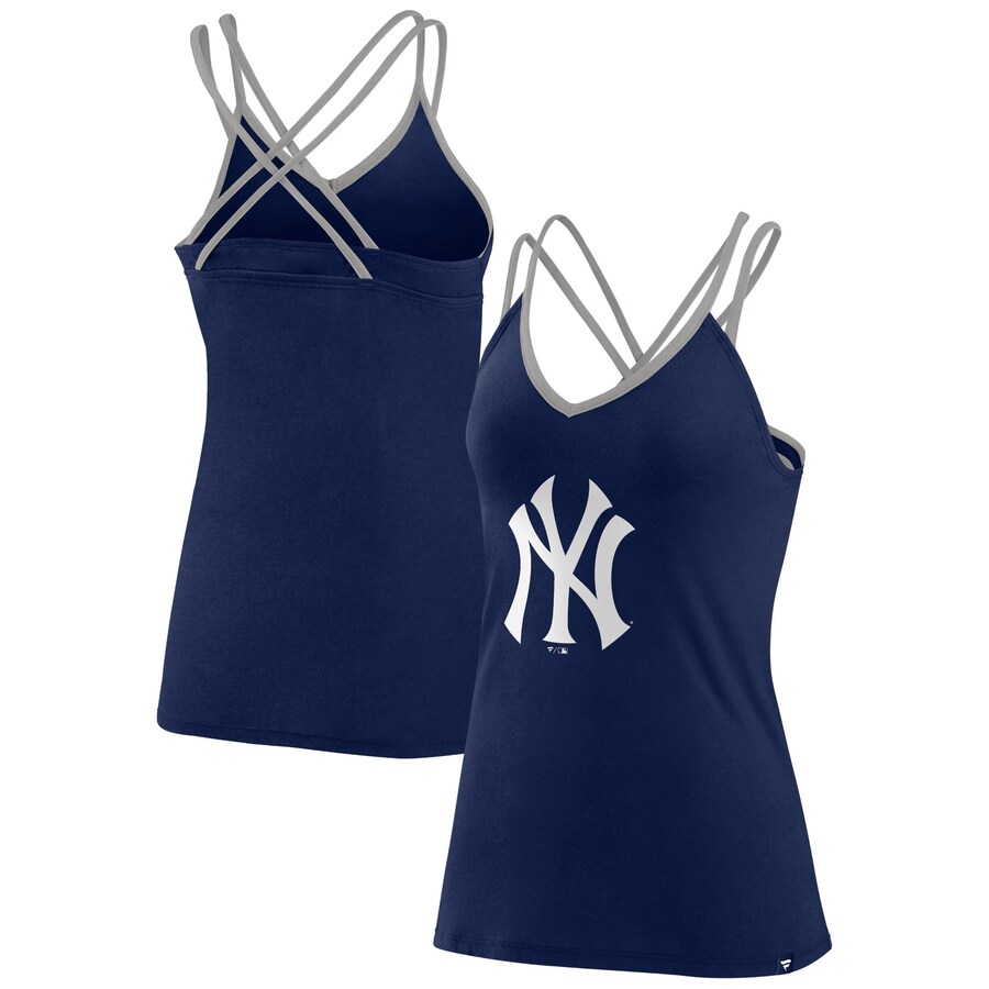 Women's New York Yankees Fanatics Navy Barrel It Up Cross Back V-Neck Tank Top