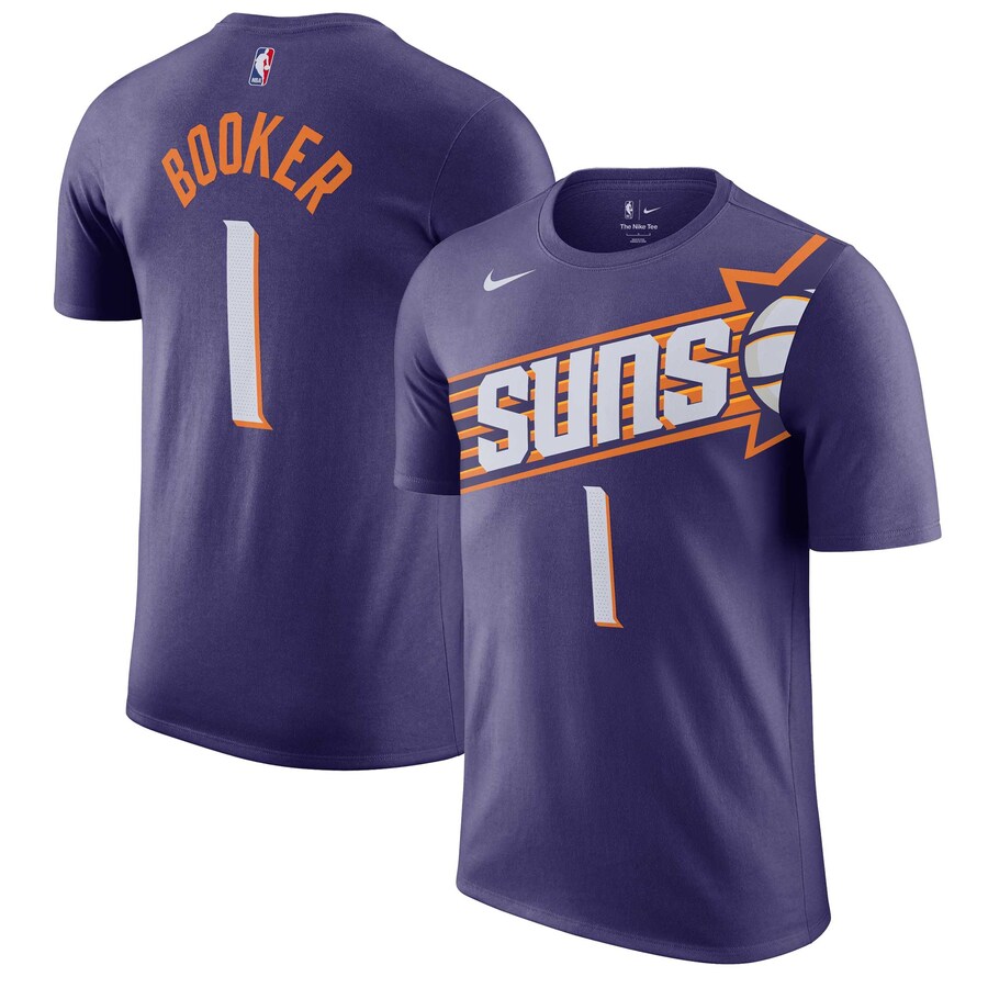 Men's Phoenix Suns Devin Booker Nike Purple Icon 2022/23 Name & Number T-Shirt