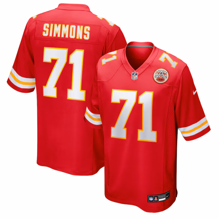 Men's Kansas City Chiefs Josh Simmons Nike Red Team Game Jersey