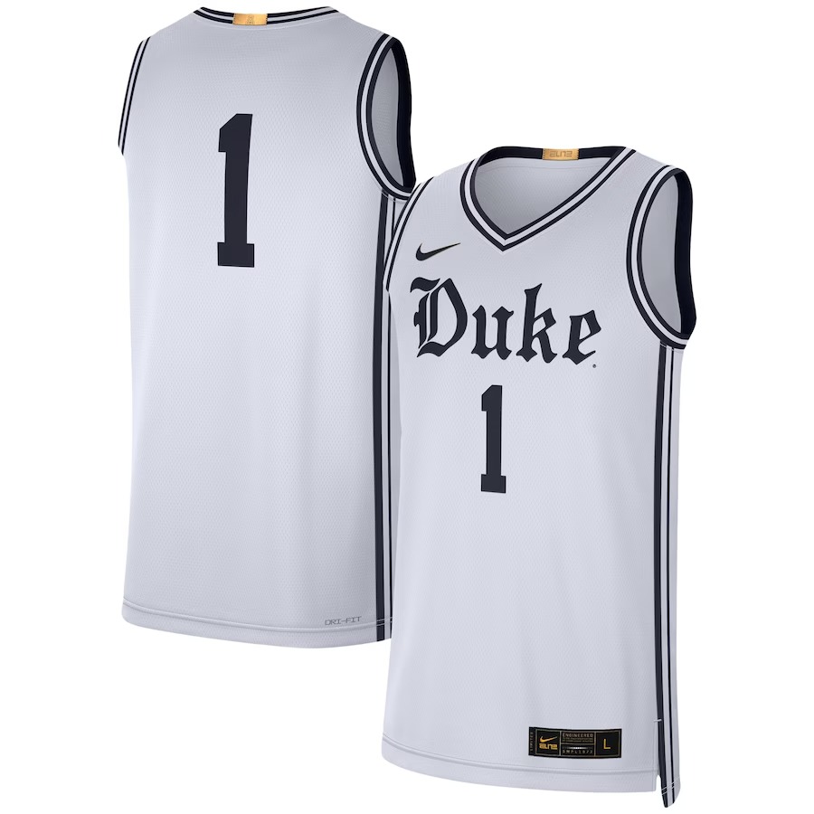 Men's Nike #1 White Duke Blue Devils Limited Authentic Jersey