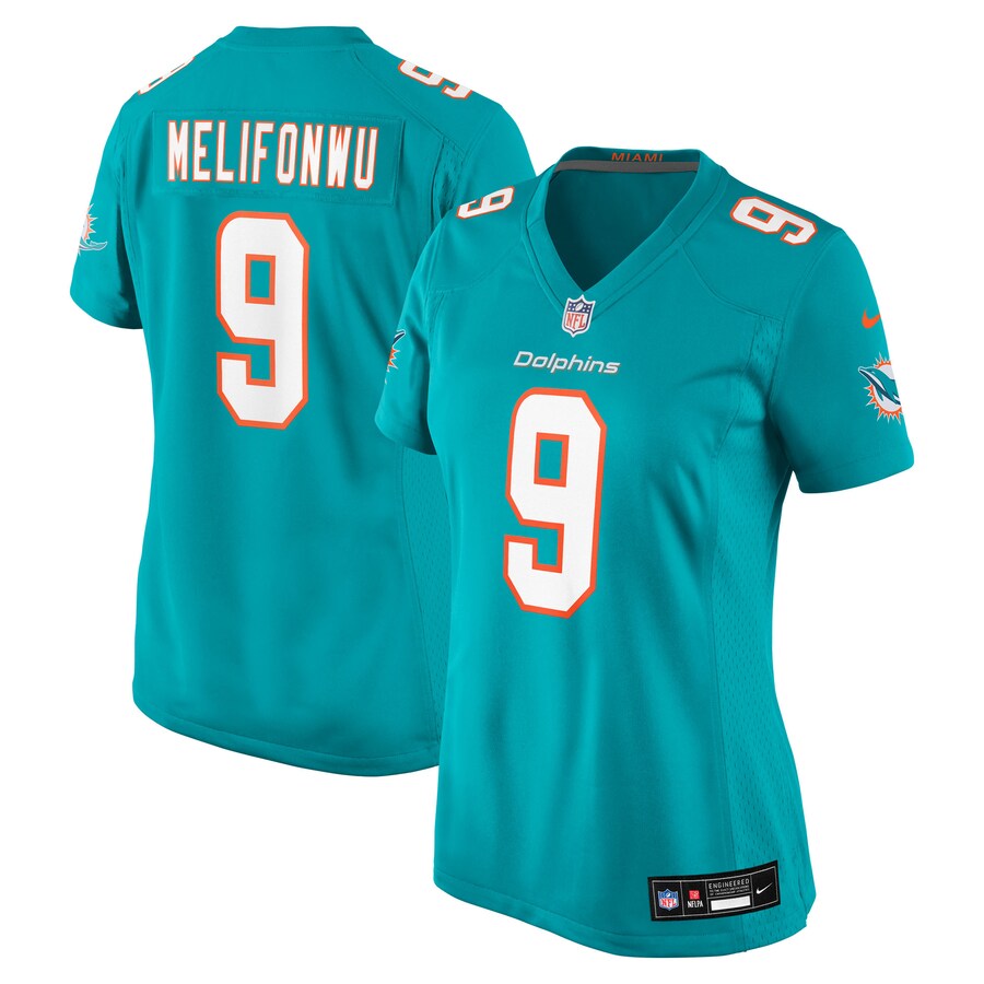 Women's Miami Dolphins Ifeatu Melifonwu Nike Aqua Team Game Jersey